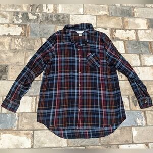 Christopher & Banks Women's Medium Plaid Button Down Shirt Blouse